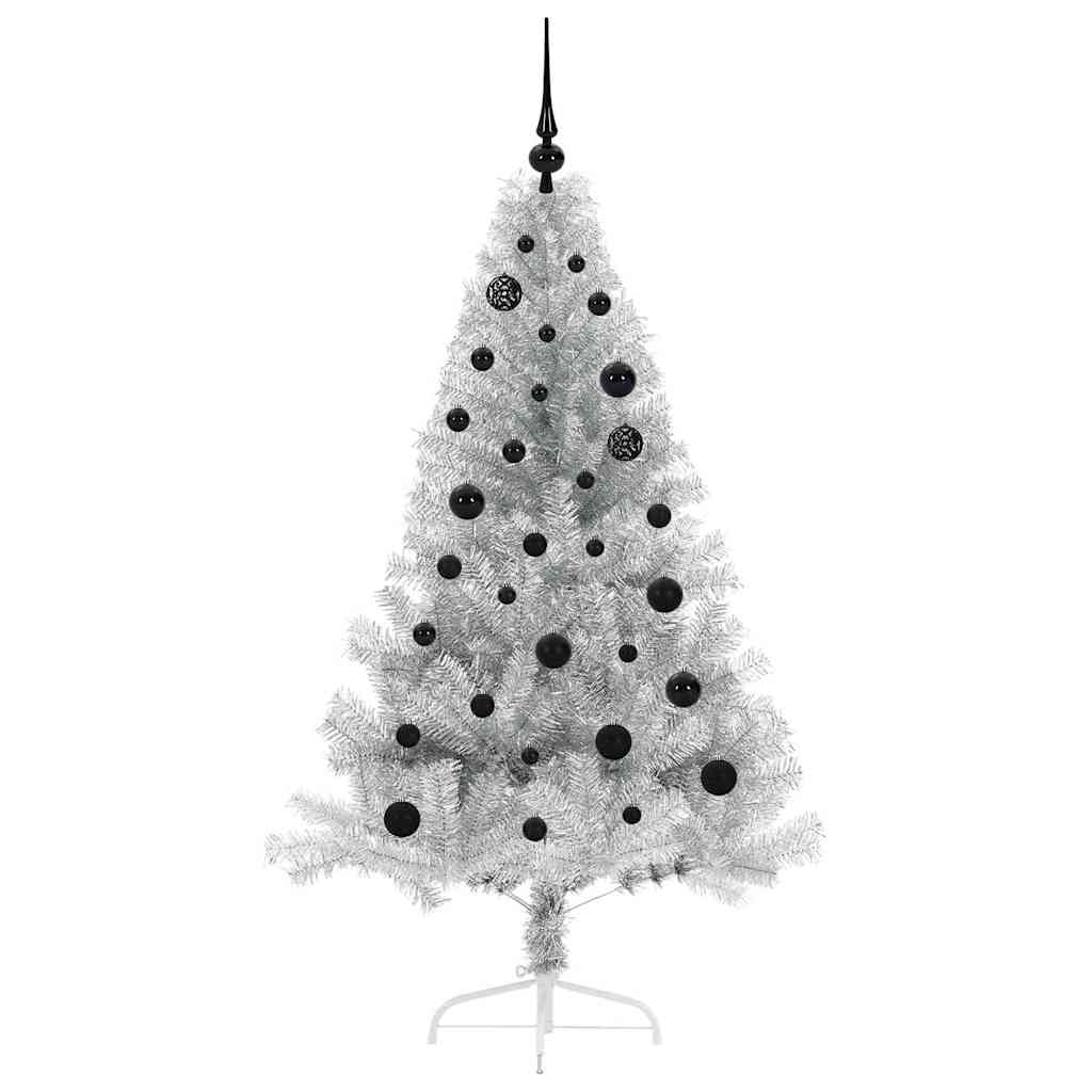 Artificial Pre-lit Christmas Tree Silver 150 cm PET
