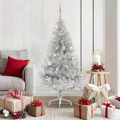 Artificial Pre-lit Christmas Tree Silver 150 cm PET