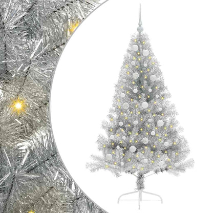 Artificial Pre-lit Christmas Tree Silver 150 cm PET