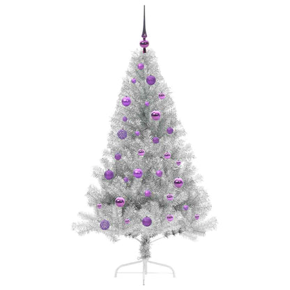 Artificial Pre-lit Christmas Tree Silver 150 cm PET