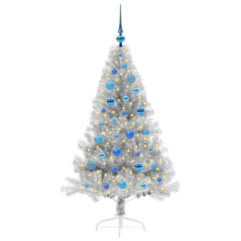 Artificial Pre-lit Christmas Tree Silver 150 cm PET