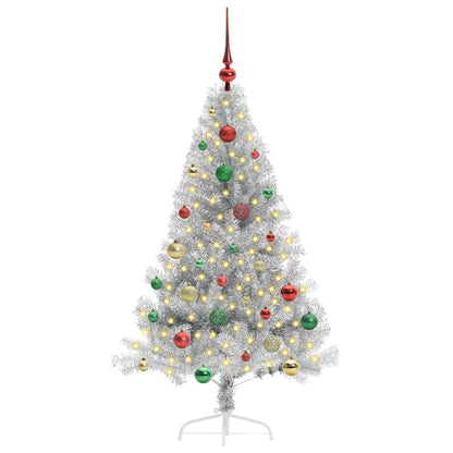 Artificial Pre-lit Christmas Tree Silver 150 cm PET