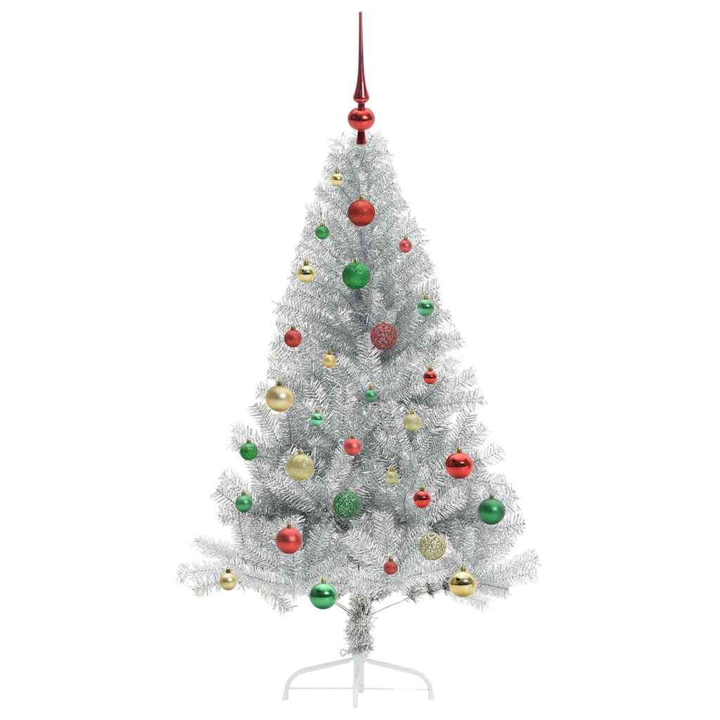 Artificial Pre-lit Christmas Tree Silver 150 cm PET