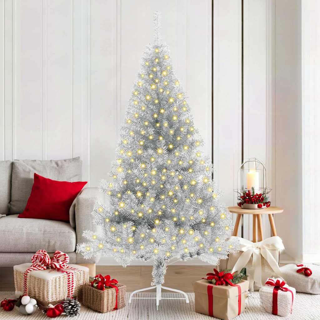 Artificial Pre-lit Christmas Tree Silver 180 cm PET