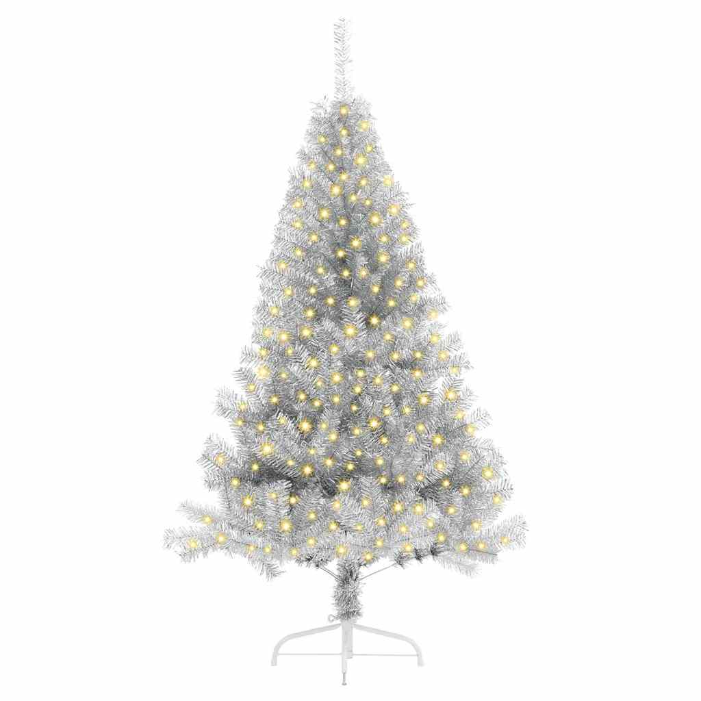 Artificial Pre-lit Christmas Tree Silver 180 cm PET