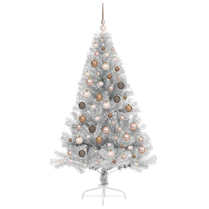 Artificial Pre-lit Christmas Tree Silver 180 cm PET