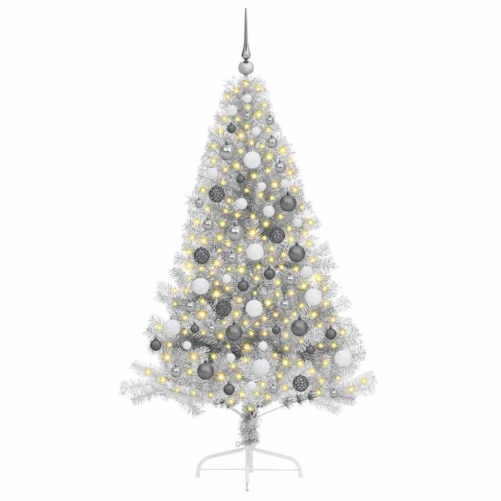 Artificial Pre-lit Christmas Tree Silver 180 cm PET