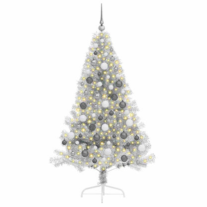 Artificial Pre-lit Christmas Tree Silver 180 cm PET