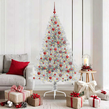 Artificial Pre-lit Christmas Tree Silver 180 cm PET