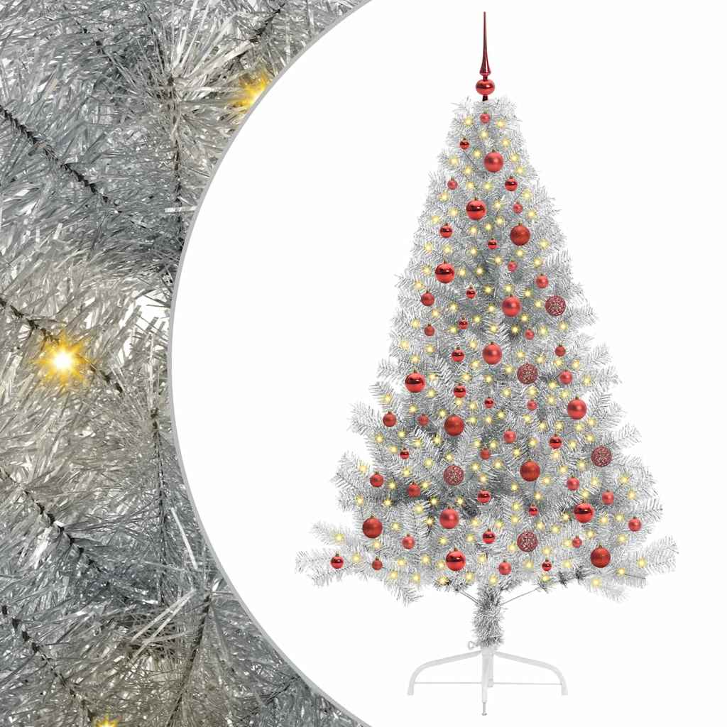 Artificial Pre-lit Christmas Tree Silver 180 cm PET