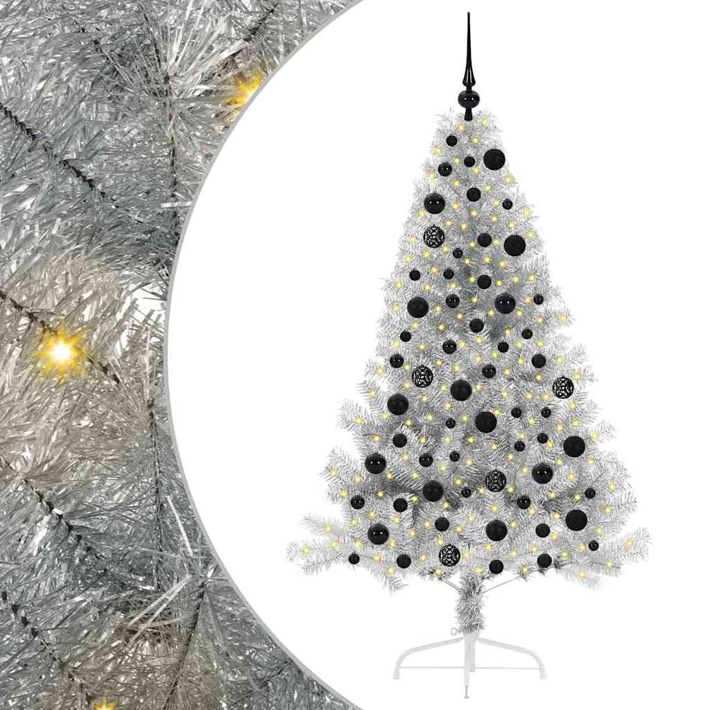 Artificial Pre-lit Christmas Tree Silver 180 cm PET