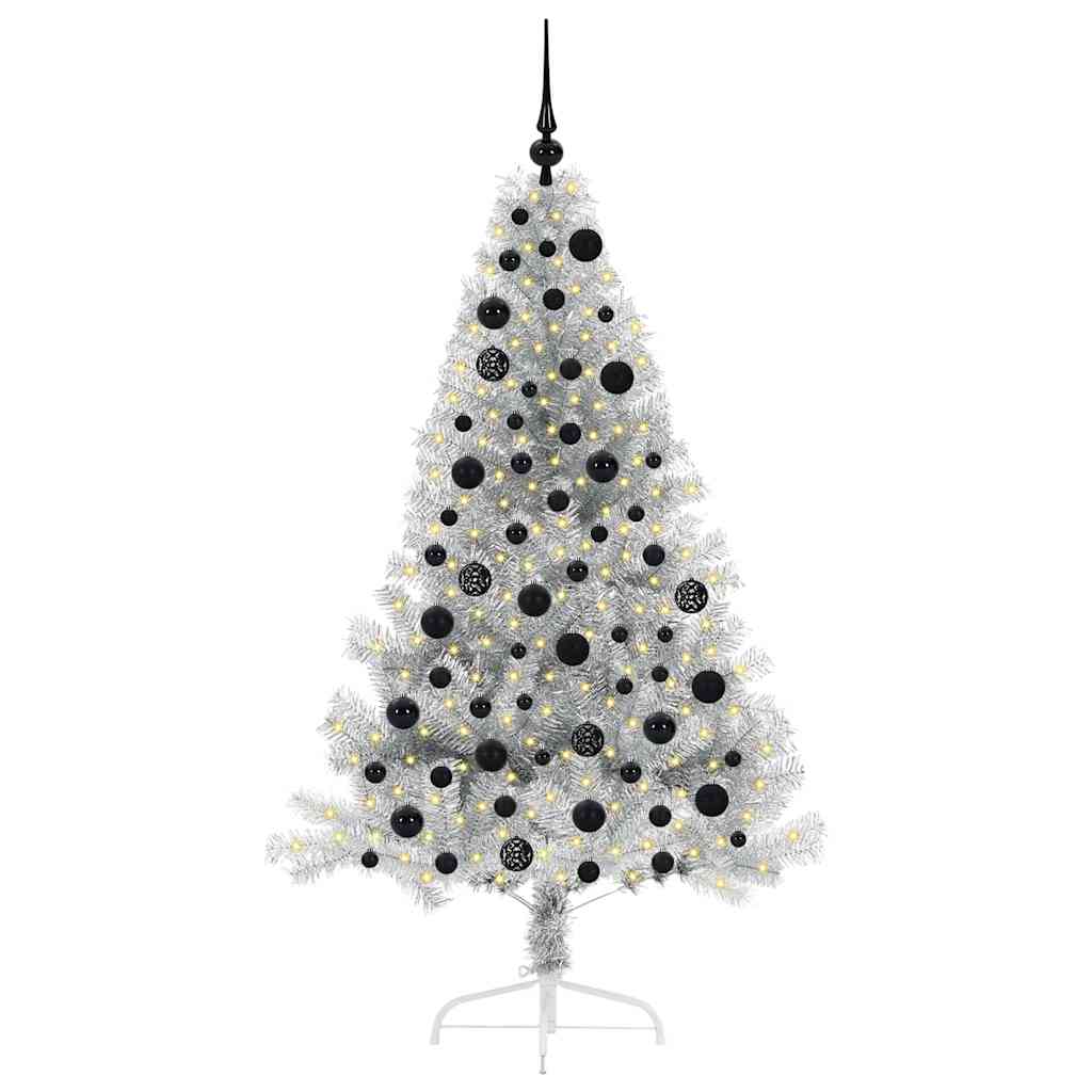 Artificial Pre-lit Christmas Tree Silver 180 cm PET