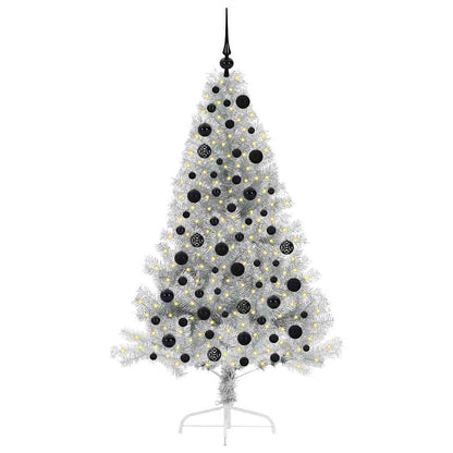 Artificial Pre-lit Christmas Tree Silver 180 cm PET
