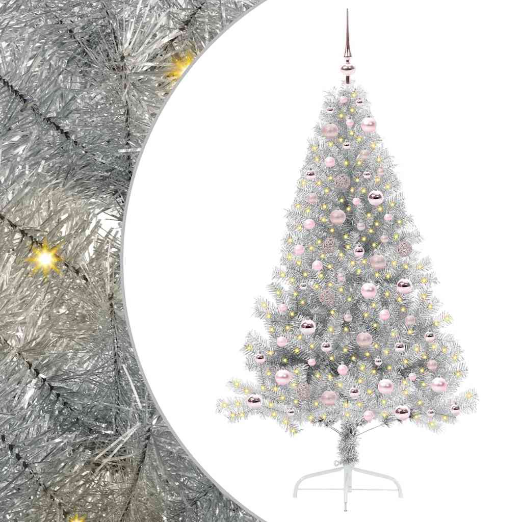 Artificial Pre-lit Christmas Tree Silver 180 cm PET
