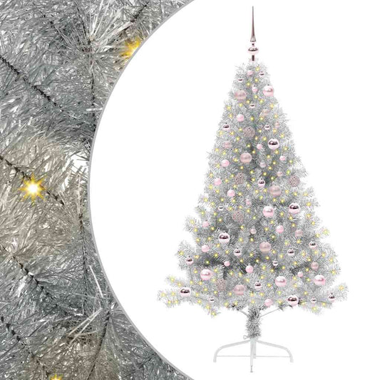 Artificial Pre-lit Christmas Tree Silver 180 cm PET
