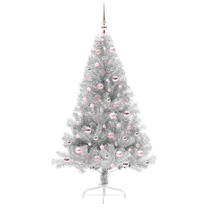 Artificial Pre-lit Christmas Tree Silver 180 cm PET