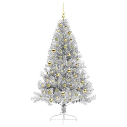 Artificial Pre-lit Christmas Tree Silver 180 cm PET