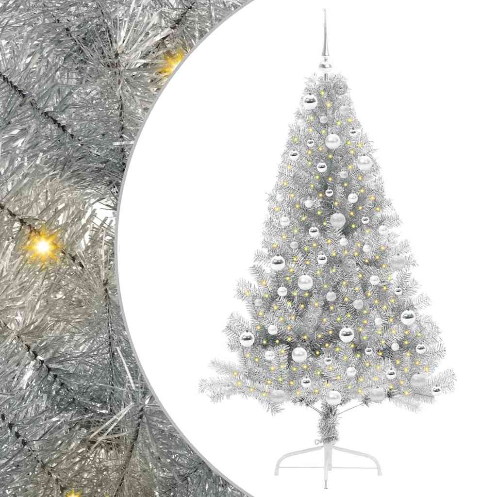 Artificial Pre-lit Christmas Tree Silver 180 cm PET
