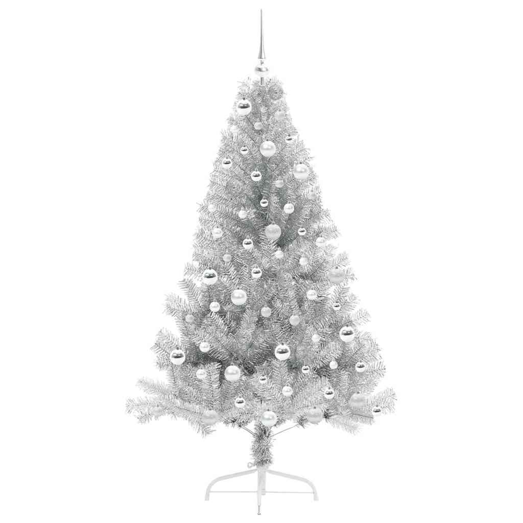 Artificial Pre-lit Christmas Tree Silver 180 cm PET