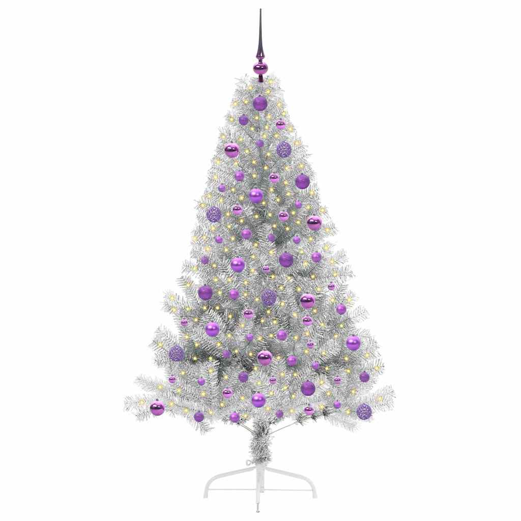 Artificial Pre-lit Christmas Tree Silver 180 cm PET