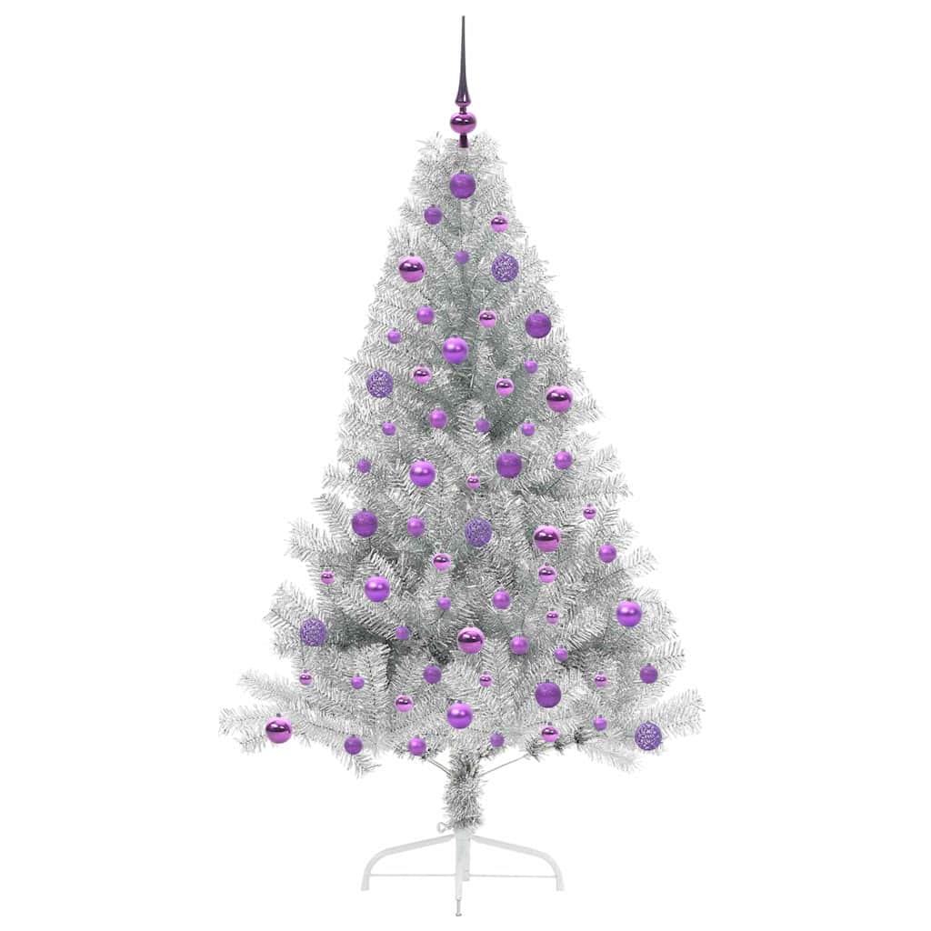 Artificial Pre-lit Christmas Tree Silver 180 cm PET