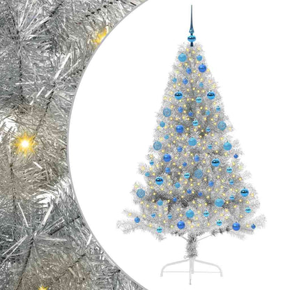 Artificial Pre-lit Christmas Tree Silver 180 cm PET