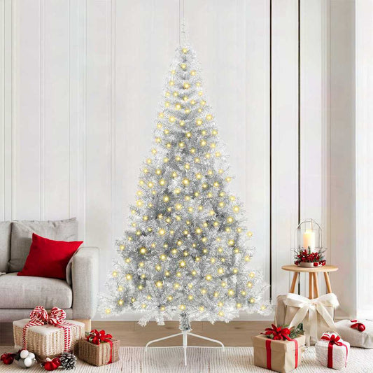 Artificial Pre-lit Christmas Tree Silver 210 cm PET