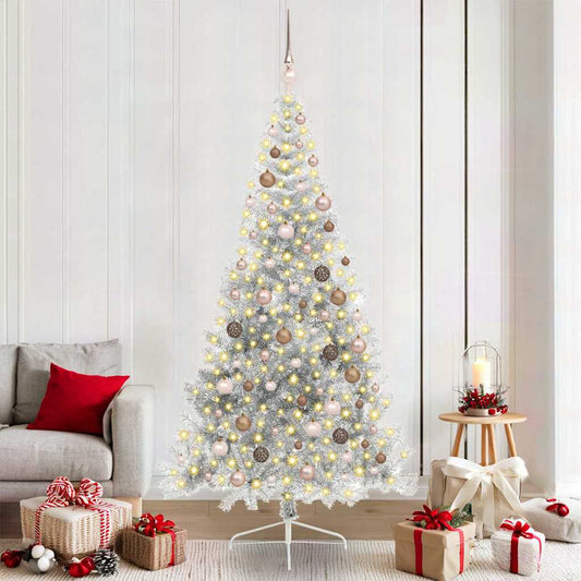 Artificial Pre-lit Christmas Tree Silver 210 cm PET