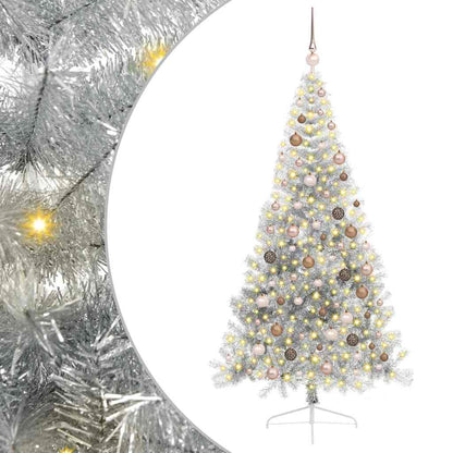 Artificial Pre-lit Christmas Tree Silver 210 cm PET
