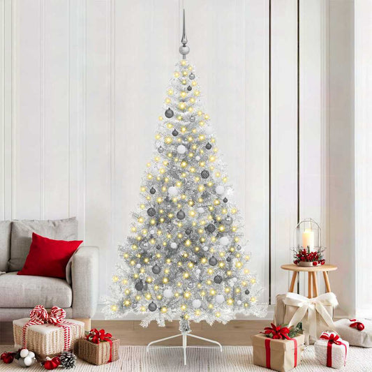 Artificial Pre-lit Christmas Tree Silver 210 cm PET