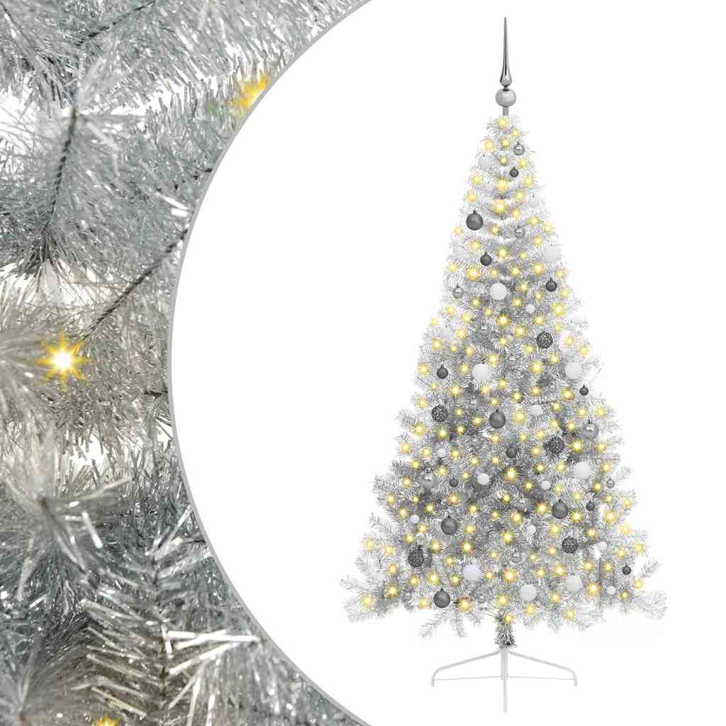 Artificial Pre-lit Christmas Tree Silver 210 cm PET