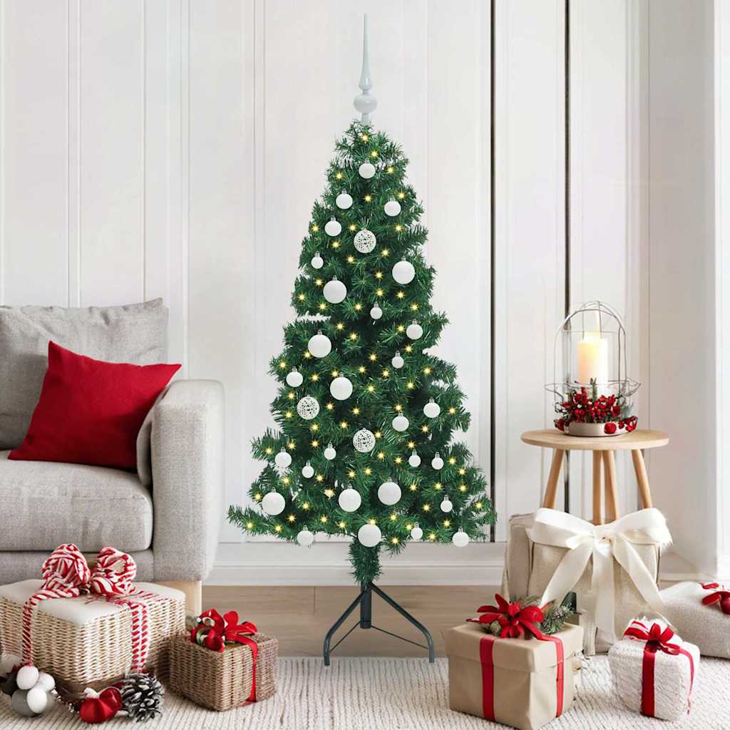 Corner Artificial Christmas Tree Green 150 cm PVC and Metal