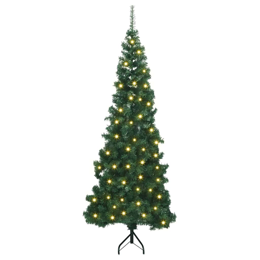 Corner Artificial Christmas Tree Green 210 cm PVC and Metal