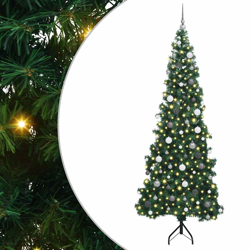 Corner Artificial Christmas Tree Green 240 cm PVC and Metal