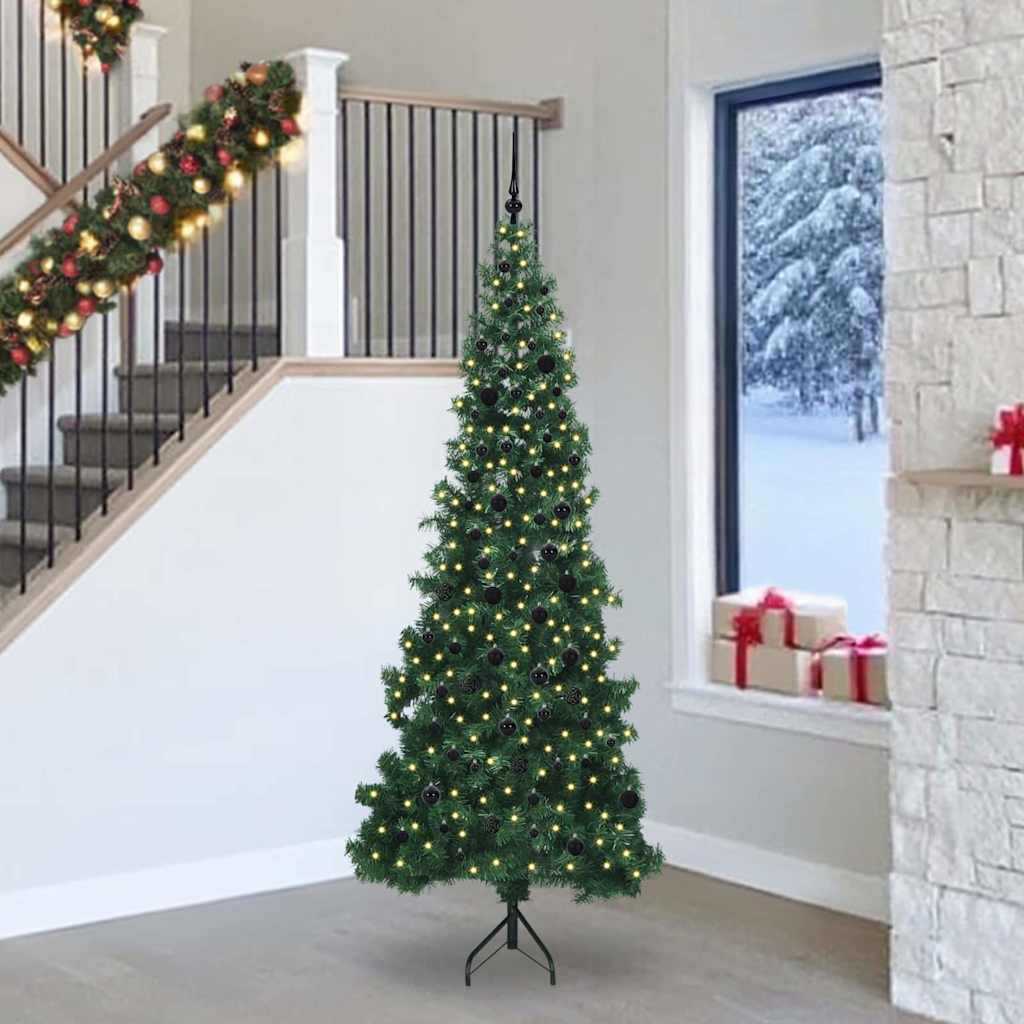 Corner Artificial Christmas Tree Green 240 cm PVC and Metal