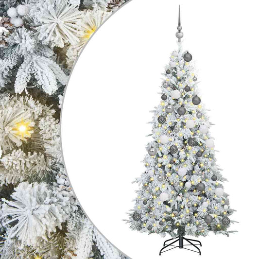 Artificial Hinged Christmas Tree White 180 cm PE and PVC