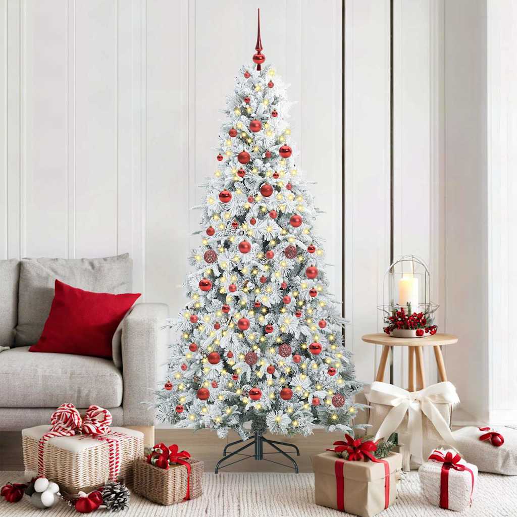 Artificial Hinged Christmas Tree White 180 cm PE and PVC