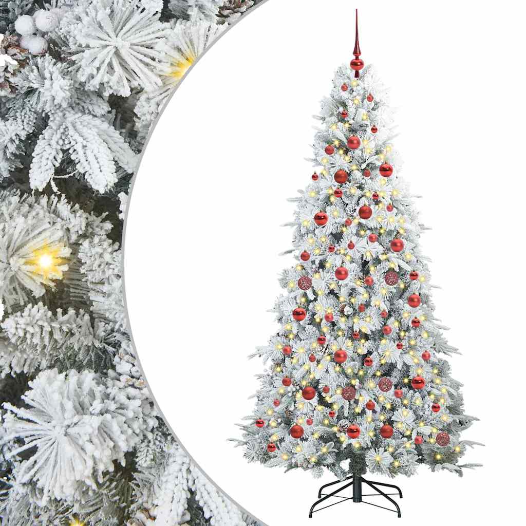 Artificial Hinged Christmas Tree White 180 cm PE and PVC
