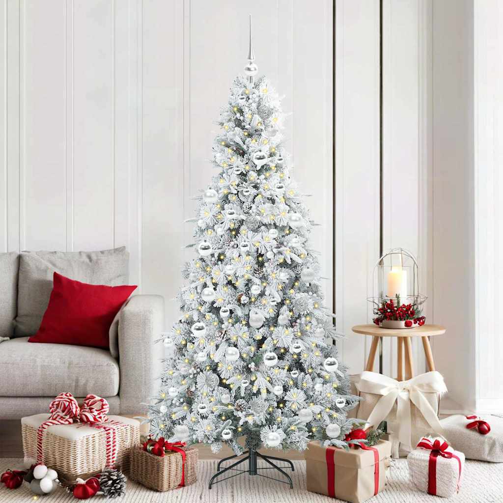 Artificial Hinged Christmas Tree White 180 cm PE and PVC