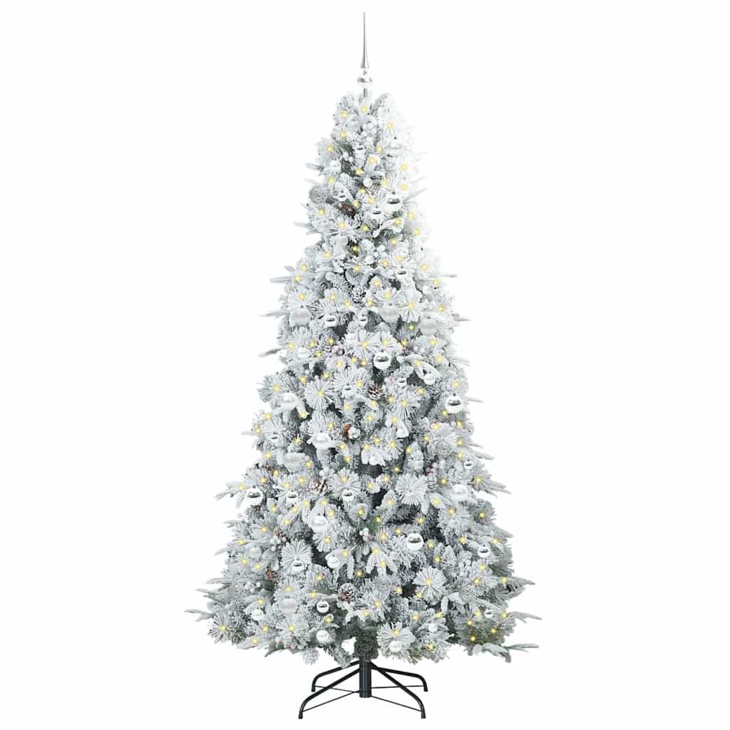 Artificial Hinged Christmas Tree White 210 cm PE and PVC