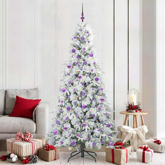 Artificial Hinged Christmas Tree White 210 cm PE and PVC