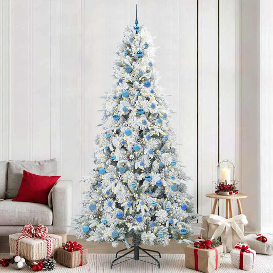 Artificial Hinged Christmas Tree White 240 cm PE and PVC