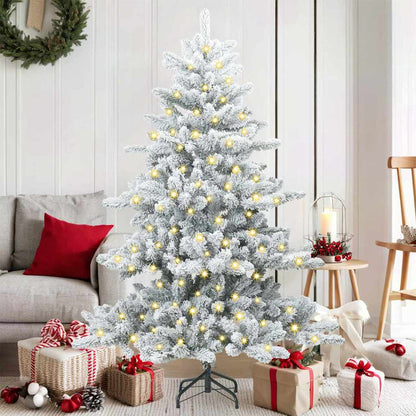 Artificial Hinged Christmas Tree White 150 cm PVC and Steel