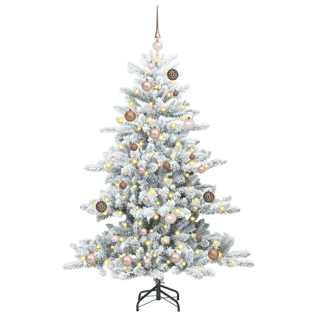 Artificial Hinged Christmas Tree White 150 cm PVC and Steel