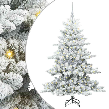 Artificial Hinged Christmas Tree White 150 cm PVC and Steel