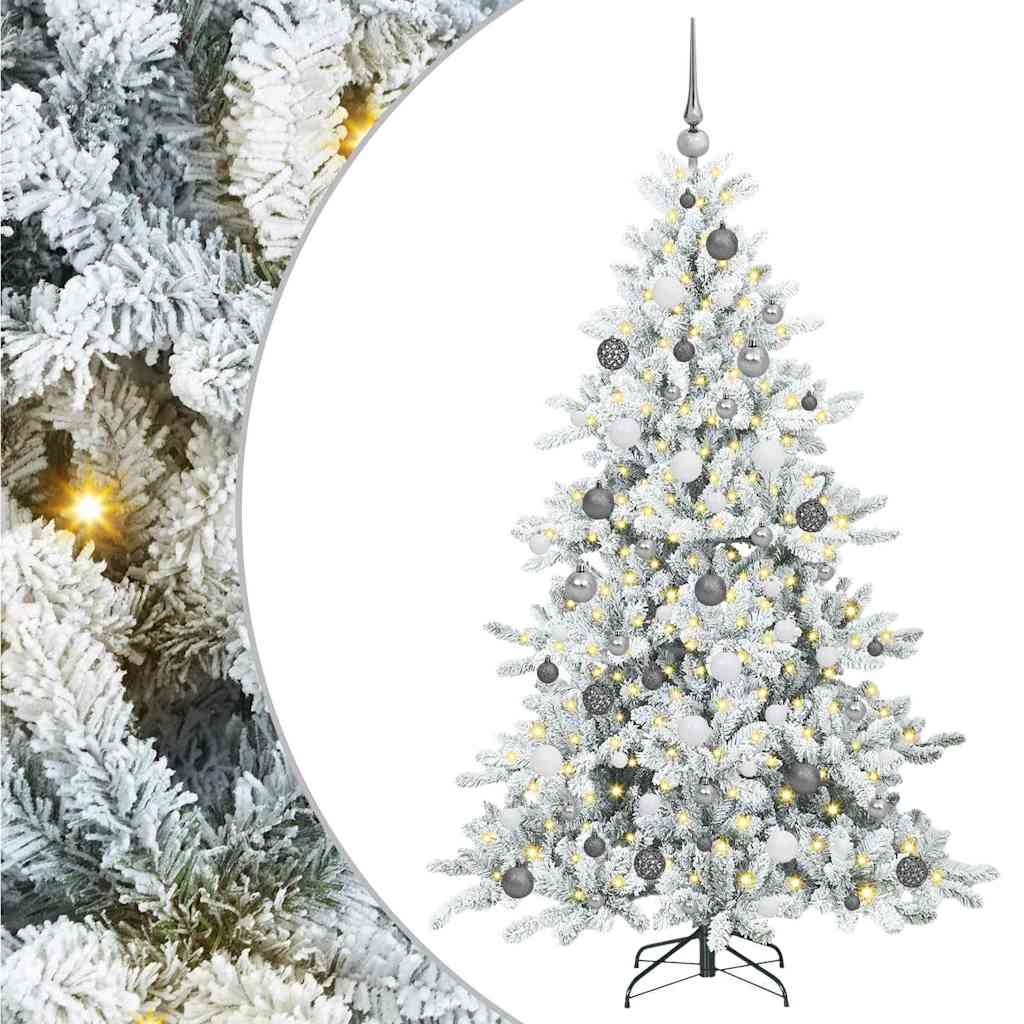 Artificial Hinged Christmas Tree White 180 cm PVC and Steel