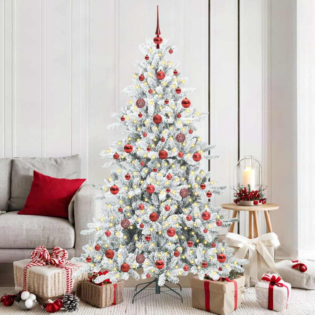 Artificial Hinged Christmas Tree White 180 cm PVC and Steel