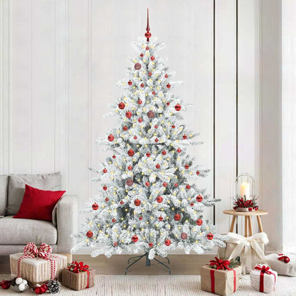 Artificial Hinged Christmas Tree White 210 cm PVC and Steel