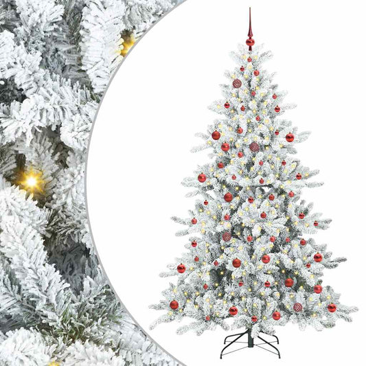 Artificial Hinged Christmas Tree White 210 cm PVC and Steel