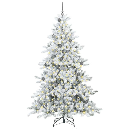 Artificial Hinged Christmas Tree White 240 cm PVC and Steel
